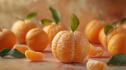 Poster - A vibrant background of tangerines in various stages of ripeness, highlighting their natural colors and textures.