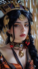 Beautiful woman in the goddess maya civilization beauty style background, ai generated