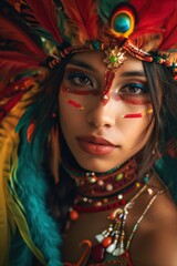 Beautiful woman in the goddess maya civilization beauty style background, ai generated