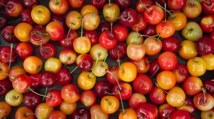 Poster - An enticing background featuring cherries with varying degrees of ripeness, creating a visually appealing and colorful pattern