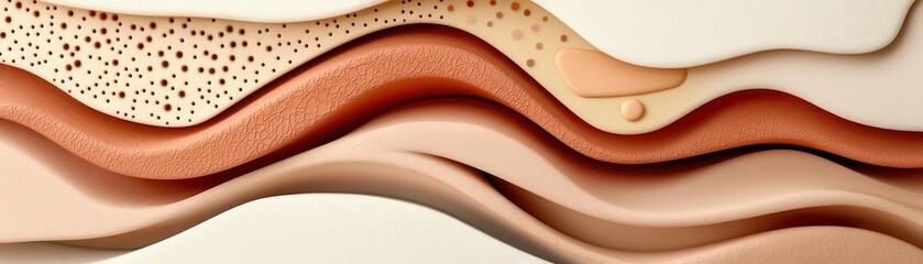 Human skin cross-section, detailed layers with cellular structure, 3D illustration