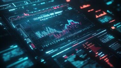 Poster - Digital Data Visualizations: Abstract Charts and Graphs on a Screen