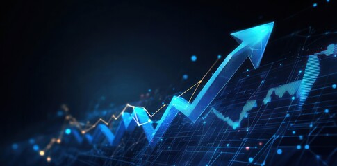 Poster - Upward Trend, Financial Growth, Blue Arrow