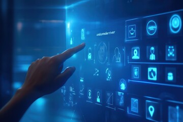 Hand Interacting with a Futuristic Interface