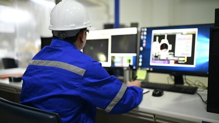 Engineer working at control room,Manager control system,Technician man monitoring program from a lot of monitor