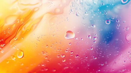 Poster - Colorful abstract background with droplets of water against a vibrant gradient.
