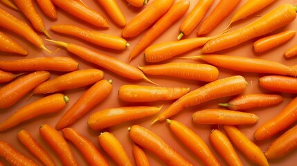 Poster - Fresh carrots spread out evenly with bright lighting and copy space