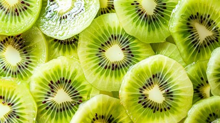 Aufkleber - Juicy kiwi fruit slices overlapping each other revealing freshness