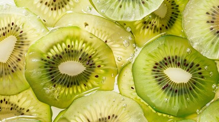 Aufkleber - Juicy kiwi fruit slices overlapping each other revealing freshness
