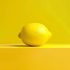 Poster - Lemon background highlighting a single, large lemon with a focus on its detailed surface and vibrant yellow color, surrounded by a minimalistic backdrop
