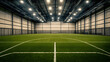 © Matthias - Empty indoor soccer arena with artificial turf and high walls