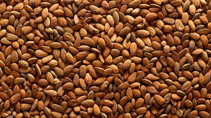 Poster - Top view of almonds spread out evenly on a clean background