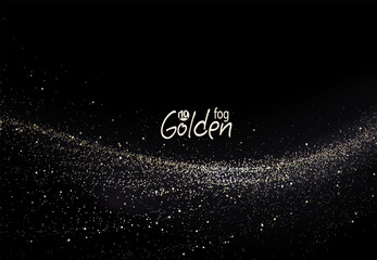 Wall Mural - Isolated gold arch with shiny small tinsel on a black background.