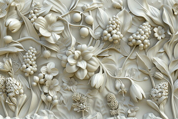 Poster - Mural 3d effect element white color wallpaper wall art AI generated illustration