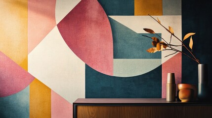 Aufkleber - Modern, abstract wallpaper with bold geometric designs, perfect for making a striking statement in a contemporary space.