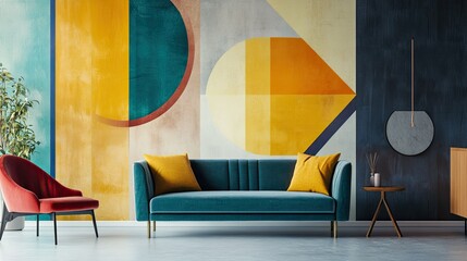 Aufkleber - Modern, abstract wallpaper with bold, geometric patterns, perfect for making a statement in a contemporary room.