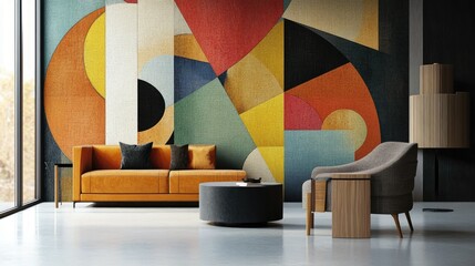 Aufkleber - Modern, abstract wallpaper with bold, geometric patterns, perfect for making a statement in a contemporary room.