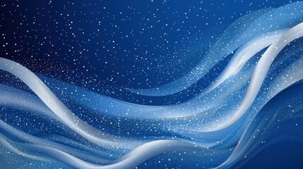 Poster - Delicate swirls of blue and white create a calming winter atmosphere, as tiny snowflakes fall gently across the serene background, enhancing the seasonal feel