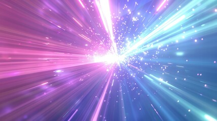 Wall Mural - Laser beam effect explode with sparkling shine and emit wonderful light on background convey sense of energy move in straight explosion on space perfect for fantasy science or magic fictional. AIG53.