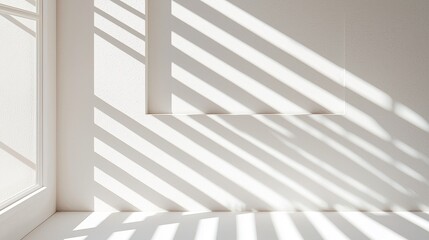 Wall Mural - Minimalist White Window with Shimmering Sunlight Patterns