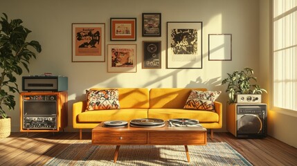 Poster - Vintage Living Room Interior Design