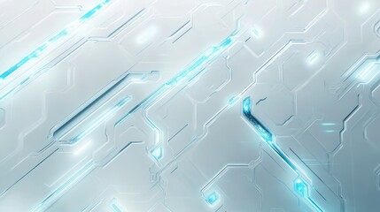 Poster - A sleek, abstract white tech pattern with glowing blue connections, representing a digital network or futuristic interface