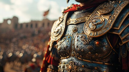 armor of a Roman warrior Close-up