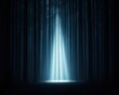 © watanu - Mysterious forest at night with a beam of light shining down from the sky, creating a surreal and otherworldly atmosphere.