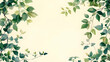 © Earny - A tranquil background featuring lush green leaves framed elegantly on a soft pastel backdrop, perfect for nature-themed designs.