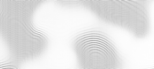 Fototapete - Abstract digital wave of particles. Futuristic point wave. Technology background