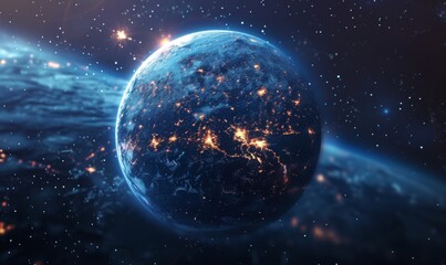 Wall Mural - global telecommunications network and cryptocurrency