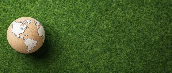 Wall Mural - sustainable earth globe on green grass for carbon neutral design concept