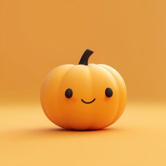 Wall Mural - Cute and Clean 3D Cartoon Pumpkin with Flat Color Design