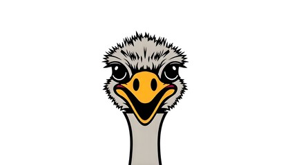 Wall Mural - Ostrich face icon drawing isolated on a white background