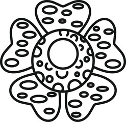 Poster - exotic flower head with spotted petals spreading its scent in the jungle, line art style