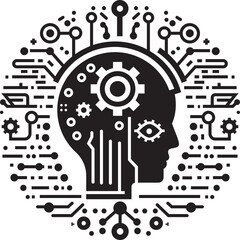 Information communication technology silhouette, Black and white vector.