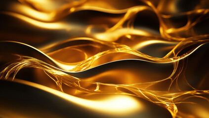 Wall Mural - Golden Abstract Waves.