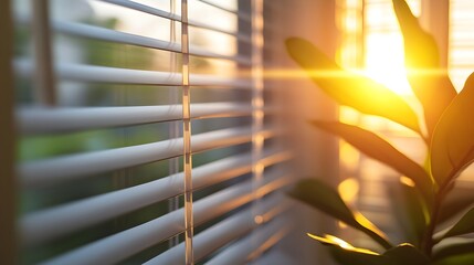 Poster - automated iot controlled blinds seamlessly adjusting to sunlight for optimized ambient lighting and 