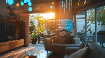 Poster - photograph of a modern smart home equipped with iot technology intelligently managing energy consump