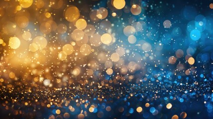 Wall Mural - Golden and blue bokeh lights create a sparkling and magical atmosphere, perfect for festive and celebratory occasions.