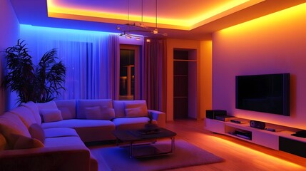 Poster - photograph showcasing a smart lighting system that intelligently and automatically adjusts the illum
