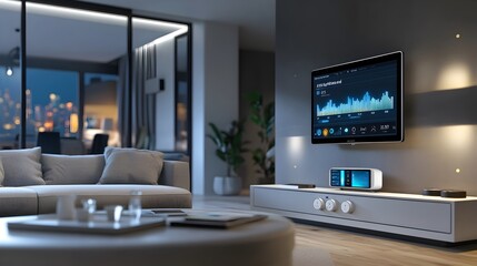 Poster - smart home hub with intuitive interface displaying real time energy usage statistics and analytics f