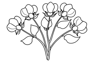 Wall Mural - sketch of line art vector drawing flower