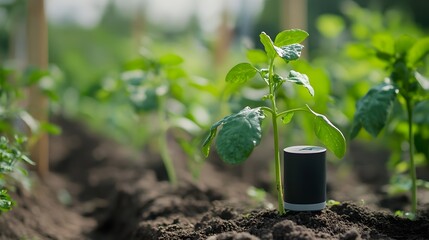 Poster - photograph of iot enabled smart garden sensors monitoring soil moisture and weather conditions for o