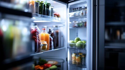Poster - photograph of a cutting edge smart fridge with iot enabled inventory tracking temperature control an