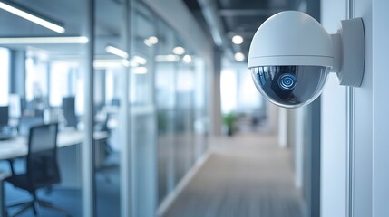 Poster - photograph showcasing a sophisticated smart security system managing office access and through innov