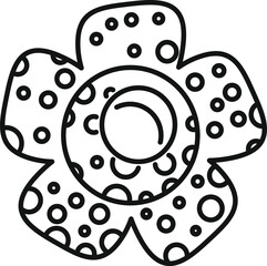 Poster - simple black and white icon of a flower with petals covered in circles of different sizes