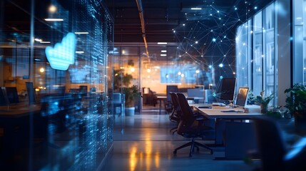 Poster - a cutting edge smart office with iot powered energy efficient lighting for optimized workspace comfo