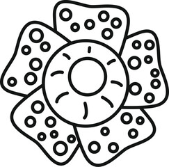 Poster - exotic flower with round petals having small circles icon, outline style
