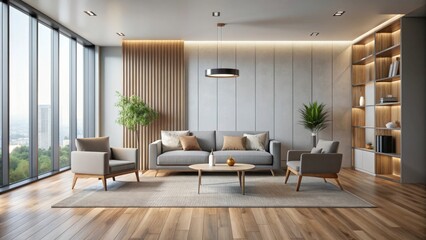 Poster - Empty interior room with modern design and minimalist furniture